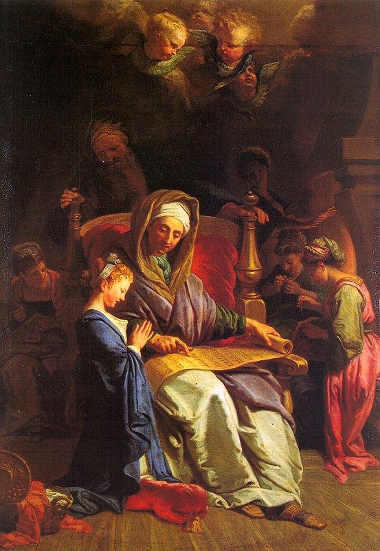 JOUVENET, Jean-Baptiste The Education of the Virgin sf Spain oil painting art